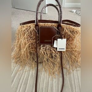 Jacquemus Le Panier Soli Fringe Raffia Basket